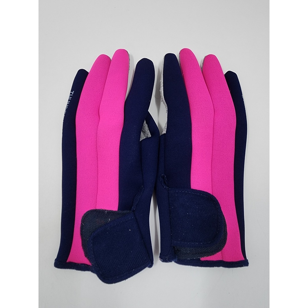 Thunderwear Navy Blue Pink Full Finger Athletic Grip Gloves Size M